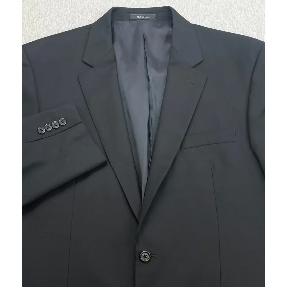 Lauren Ralph Lauren Blazer Mens 44L Black 100% Wool 2-Button Single Breast Lined